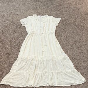 Sonoma White Ruffle Trim Dress